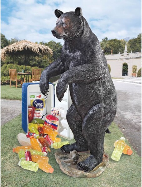 Fishing Bear Statue Large Scale Garden Yard Art Life like Huge Decorative
